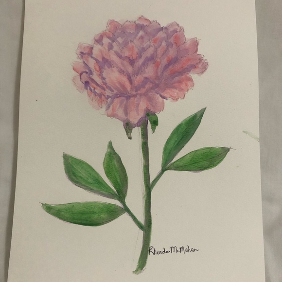 Pink Peony Watercolor Painting - Picture 4 of 4
